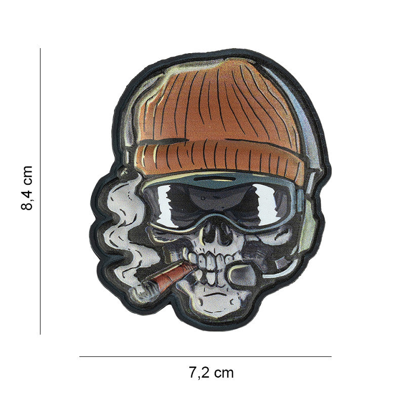 Patch - 3D PVC, UV Skull Beanie warrior