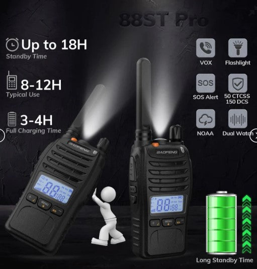 Baofeng Radio BF-88ST Pro FRS/PMR. 2W/0.5W (2 stk i en pakke) 5