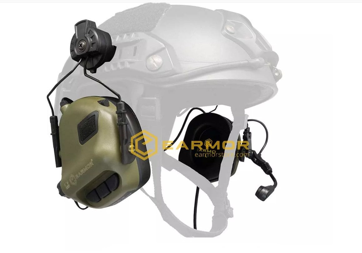 EARMOR - Taktisk headset "M32H MOD3" med hjelmadapter, Grøn 1
