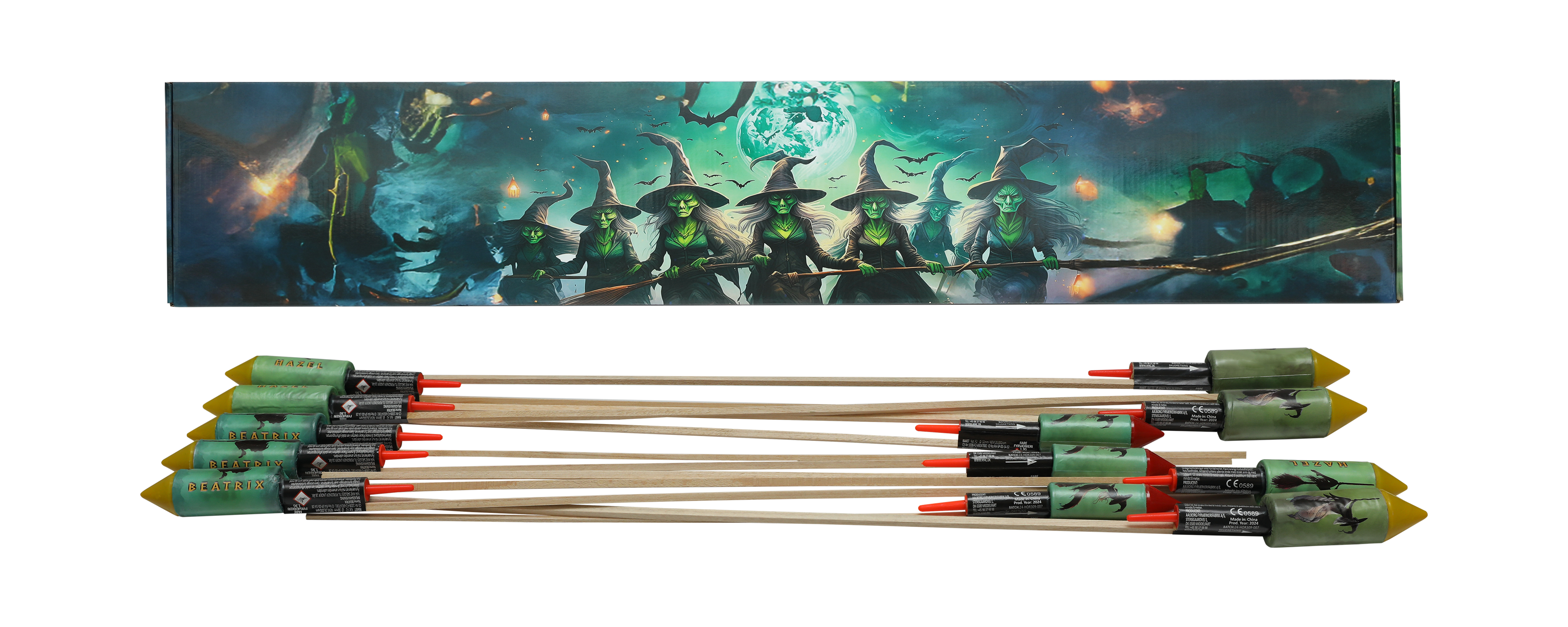 Afac Horrorclub Flying witch, 12 witches on a stick