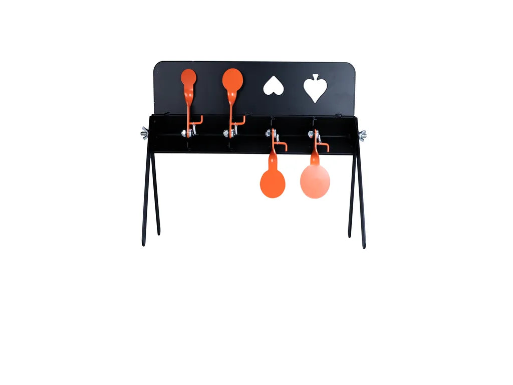 Mål-knockdown kortspil, 4 reaktive mål med træfindikatorer i Metal 3