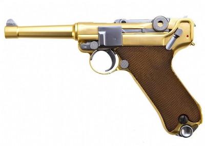 WE - P08 Full Metal, Guld, GBB - Gas. 1