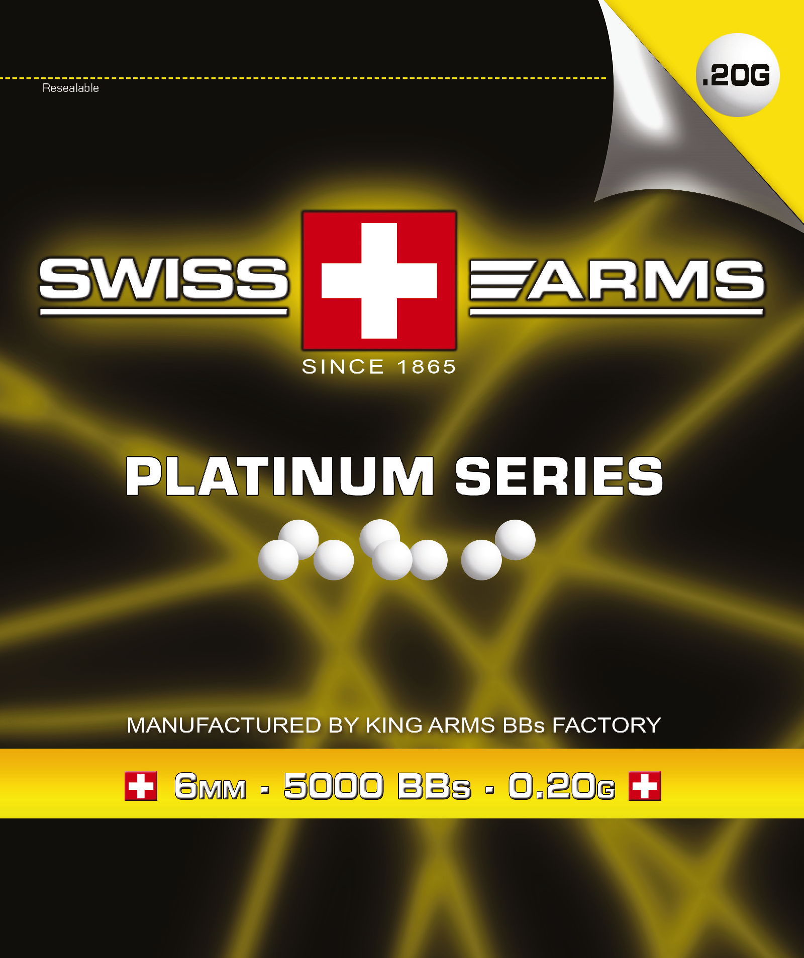 Swiss Arms - 0,20 gram. 5000 stk. Hvide. Platinum 1
