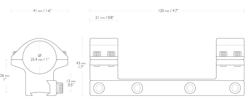 Hawke 1" (25,4mm) Double montagebro 9-11 mm Medium skinne 2