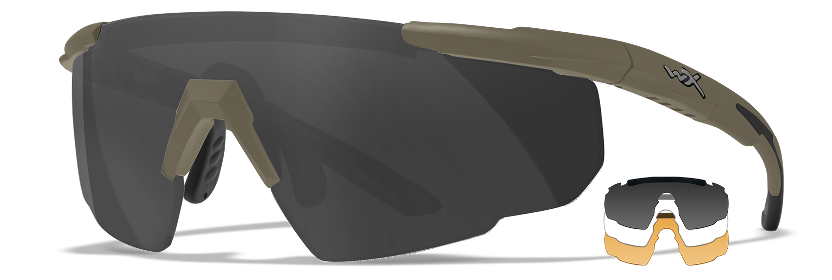 Wiley X - SABER ADVANCED, Glas Grå/Klar/Lys Orange. / Stel Oliven 1